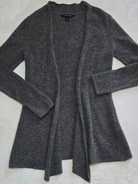 Hawthorn 100% Cashmere Grey Open Cardigan Sweater S